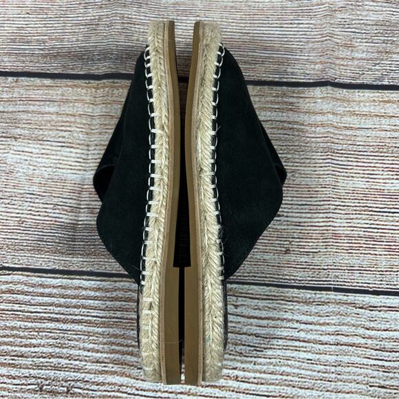 Eileen Fisher Milly Black Tumbled Nubuck Leather Espadrille Sandal Size 6.5 - Picture 9 of 12